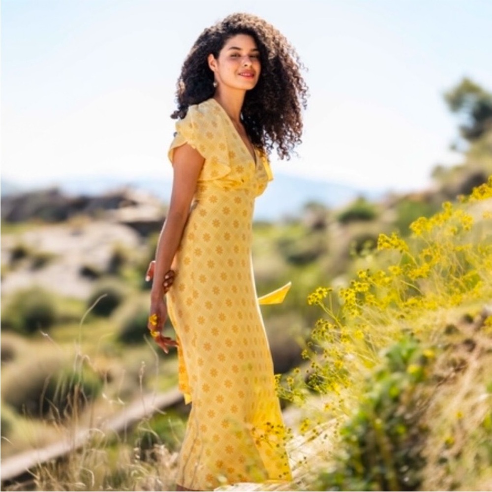 Altar'd State Yellow Midi Dress